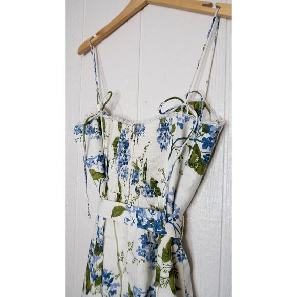 REFORMATION 'Keiryn' Linen Maxi Dress in Riviera Blue White Print US 12 NWT $278 - Picture 14 of 16